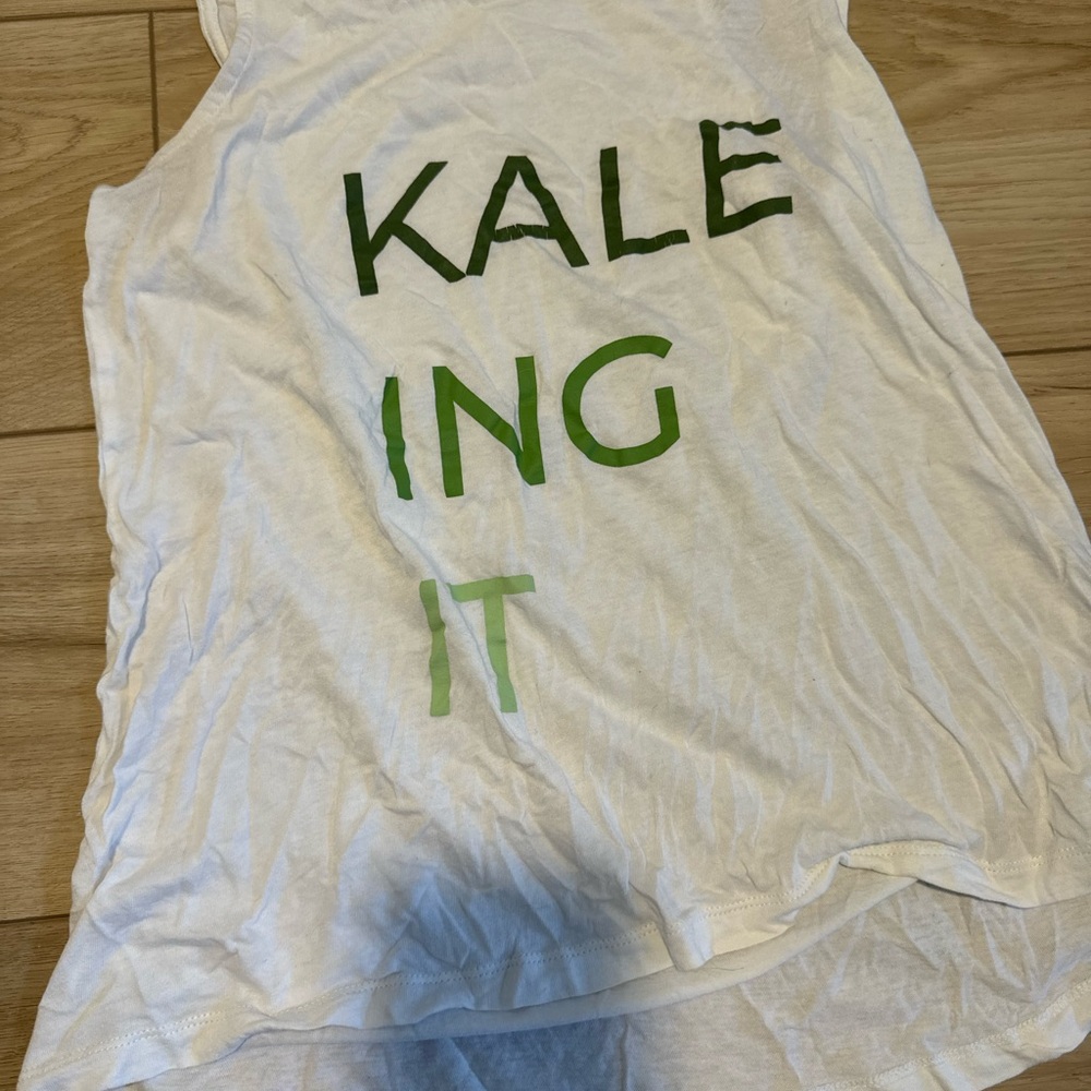EXPRESS White Tank Top KALE-ING IT